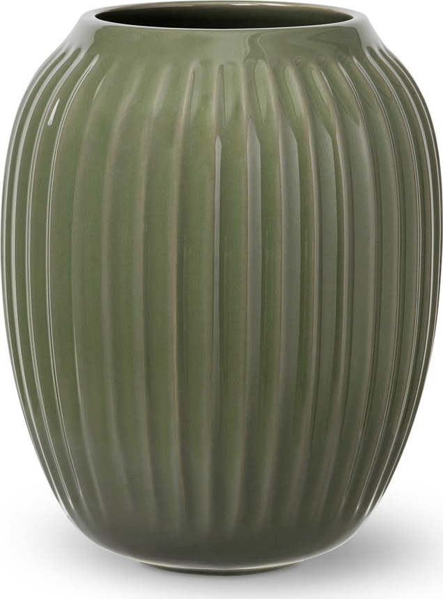 Tmavě zelená kameninová váza Kähler Design