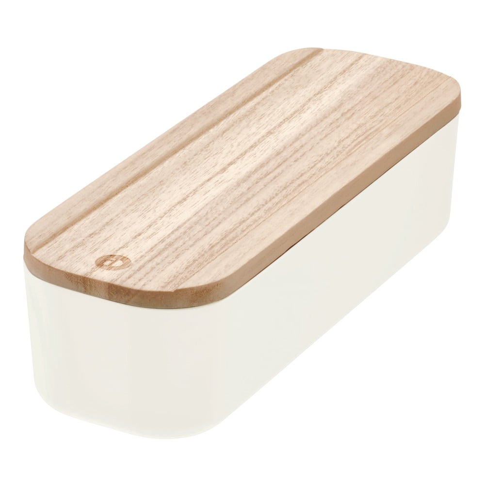 Bílý úložný box s víkem ze dřeva paulownia iDesign Eco