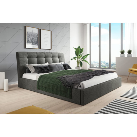 Čalouněná postel ADLO rozměr 90x200 cm Tmavě šedá TT-FURNITURE