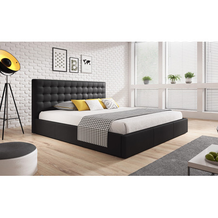 Čalouněná postel VERO rozměr 90x200 cm - Eko-kůže Černá TT-FURNITURE