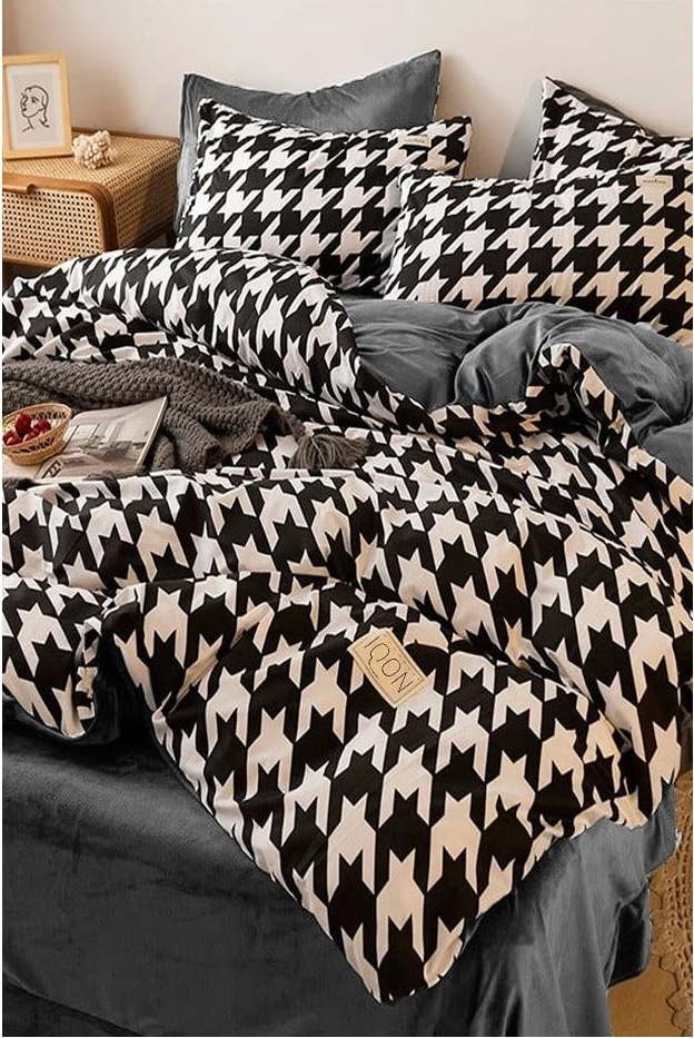 Černobílé bavlněné povlečení na jednolůžko/prodloužené s prostěradlem 160x220 cm – Mila Home Mila Home