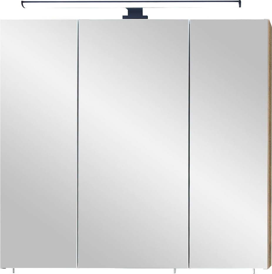 Hnědá závěsná koupelnová skříňka se zrcadlem 75x70 cm Set 374 - Pelipal Pelipal
