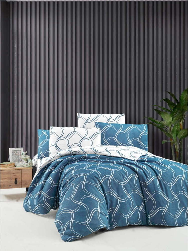 Modré povlečení na dvoulůžko/prodloužené s prostěradlem 200x220 cm Blue Design – Mila Home Mila Home