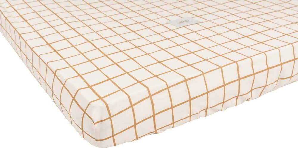 Napínací bavlněné dětské prostěradlo do postýlky 80x160 cm Camel Check – Malomi Kids Malomi Kids