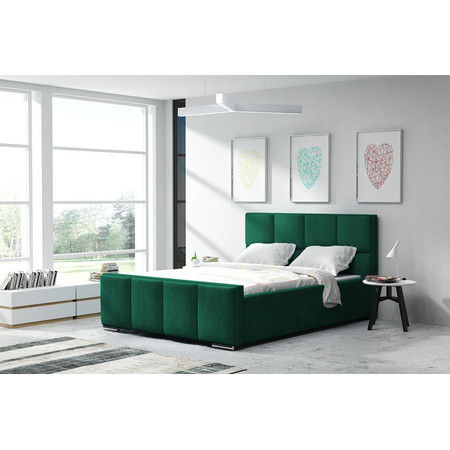 Postel OLIVIA 13 STANDARD 90x200 cm - stříbrné nohy Tmavě zelená SG-nábytek