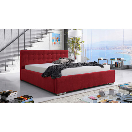 Postel PIPER 01 STANDARD 140x200 cm - stříbrné nohy Červená SG-nabytek