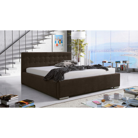 Postel PIPER 01 STANDARD 140x200 cm - stříbrné nohy Hnědá SG-nabytek