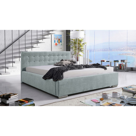 Postel PIPER 01 STANDARD 140x200 cm - stříbrné nohy Matná zelená SG-nabytek