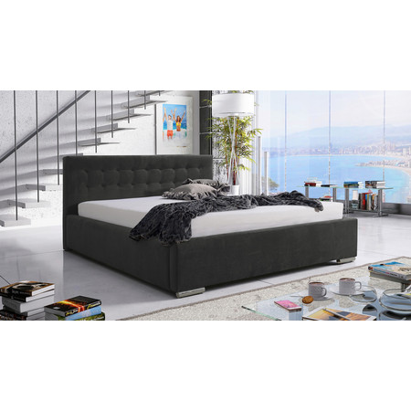 Postel PIPER 01 STANDARD 140x200 cm - stříbrné nohy Tmavě šedá SG-nabytek