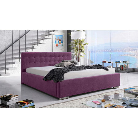 Postel PIPER 01 STANDARD 160x200 cm - stříbrné nohy Fialová SG-nabytek