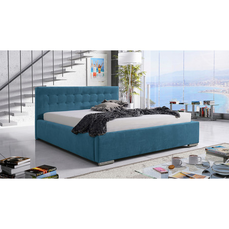 Postel PIPER 01 STANDARD 160x200 cm - stříbrné nohy Tmavě tyrkysová SG-nabytek