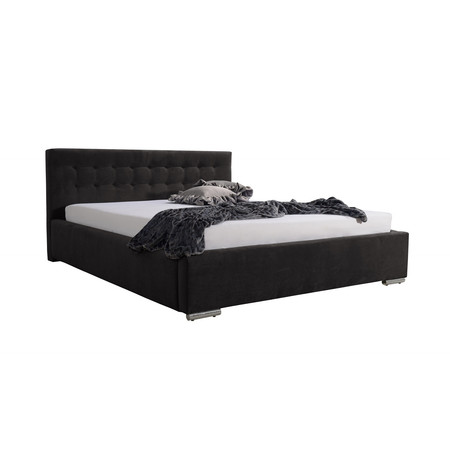 Postel PIPER 01 STANDARD 180x200 cm - stříbrné nohy Černá SG-nabytek