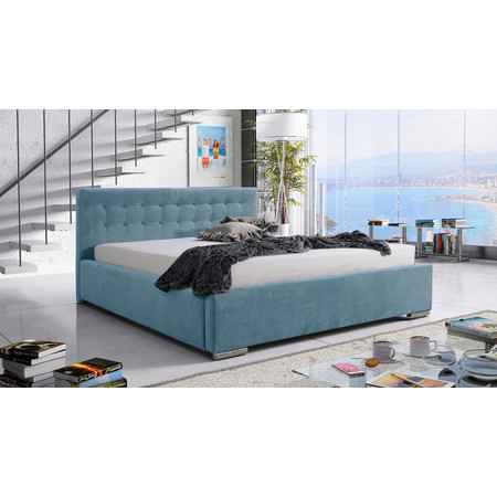 Postel PIPER 01 STANDARD 180x200 cm - stříbrné nohy Modrá SG-nabytek