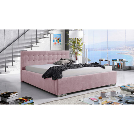 Postel PIPER 01 STANDARD 180x200 cm - stříbrné nohy Růžová SG-nabytek