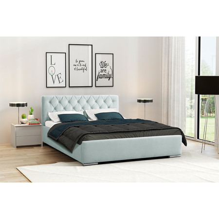 Postel RYAN 06 STANDARD 140x200 cm - stříbrné nohy Světle tyrkysová SG-nabytek