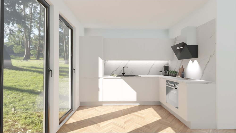 Rohová kuchyně Inline bez spotřebičů 411 cm – Bonami Bonami