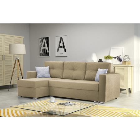 Rozkládací rohová sedací souprava 102 AIDEN Pravá Tmavě béžová SG-nábytek