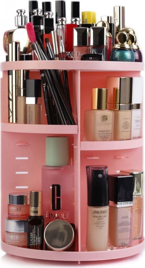 Růžový plastový koupelnový organizér na kosmetiku – Hermia Hermia