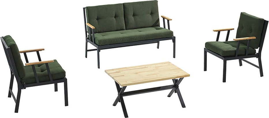 Tmavě zelený zahradní lounge set pro 4 Lotus – Floriane Garden FLORIANE GARDEN