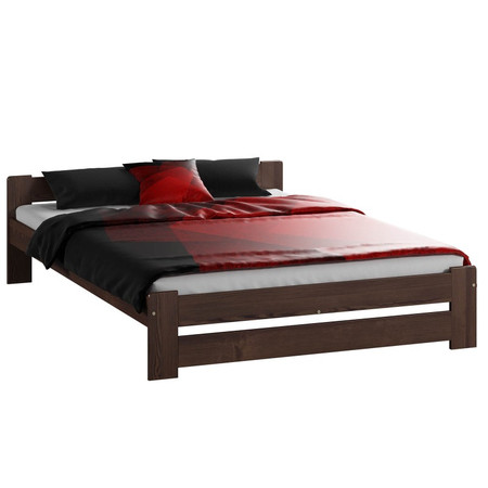 Vyvýšená masivní postel Euro 140x200 cm včetně roštu Ořech Home Line