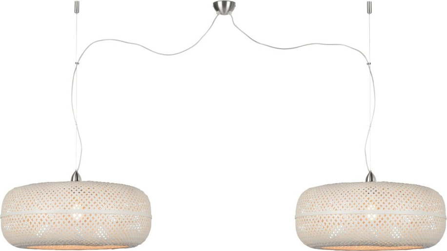 Bílé bambusové dvojité závěsné svítidlo Good&Mojo Palawan Good&Mojo