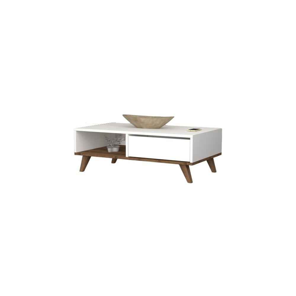 Bílý konferenční stolek v dekoru borovice 56x120 cm Mira – Gauge Concept Gauge Concept
