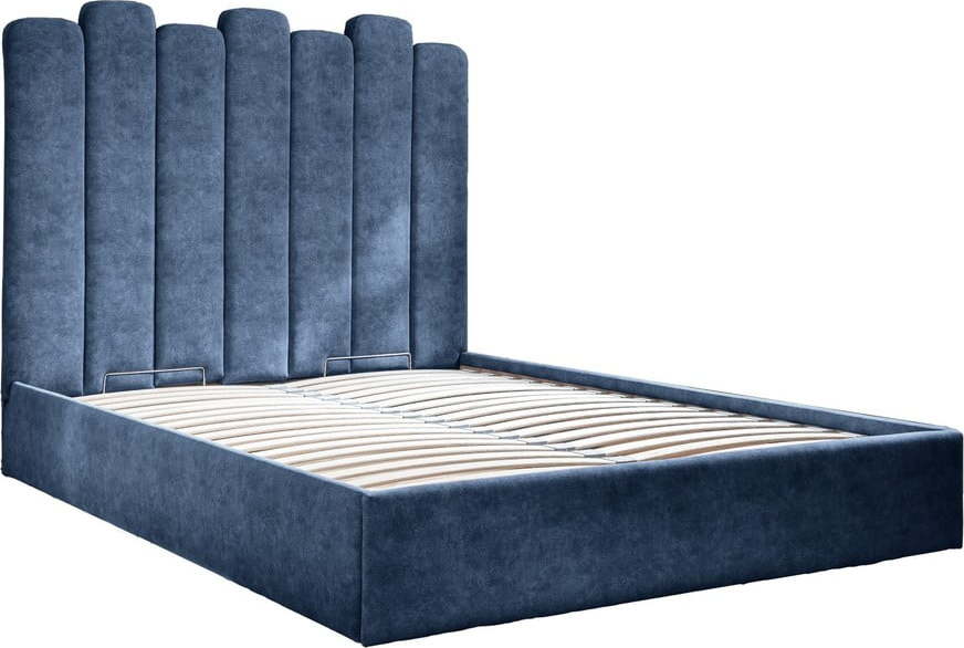 Modrá čalouněná dvoulůžková postel s úložným prostorem s roštem 180x200 cm Dreamy Aurora – Miuform Miuform