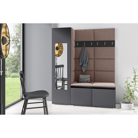 Předsíňová stěna EMI 14 - se zrcadlem Grafit Kakao Signal-nabytek