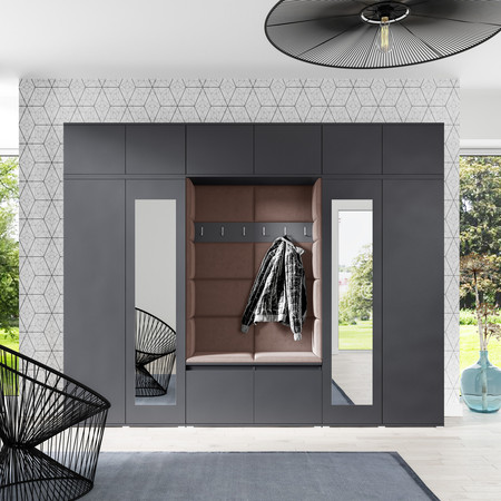 Předsíňová stěna EMI 17 - se zrcadlem Hnědá Grafit Signal-nabytek