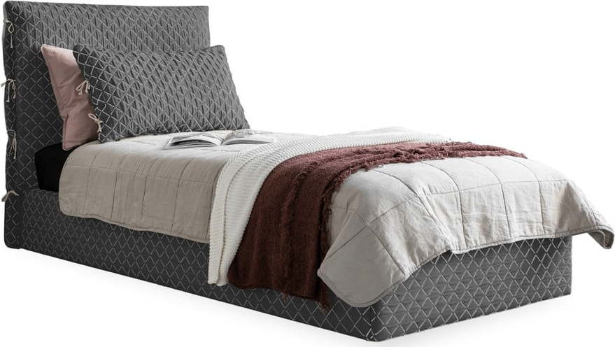 Šedá čalouněná jednolůžková postel s úložným prostorem s roštem 90x200 cm Sleepy Luna – Miuform Miuform