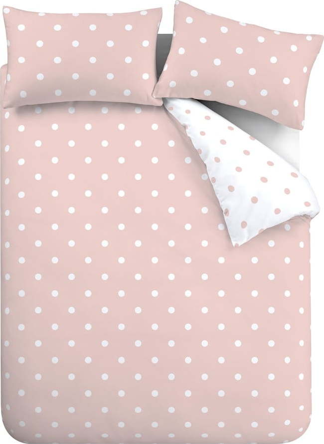 Bílo-růžové povlečení na dvoulůžko 200x200 cm – Catherine Lansfield Catherine Lansfield