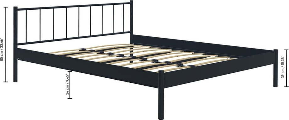 Černá kovová dvoulůžková postel s roštem 160x200 cm Falez – Kalune Design Kalune Design