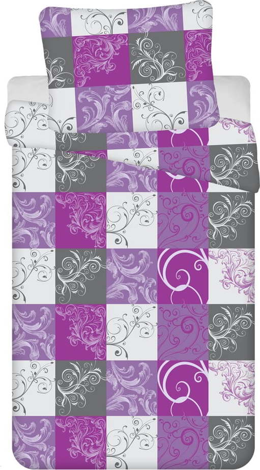 Fialové prodloužené krepové povlečení na jednolůžko 140x220 cm Latera – Jerry Fabrics Jerry Fabrics