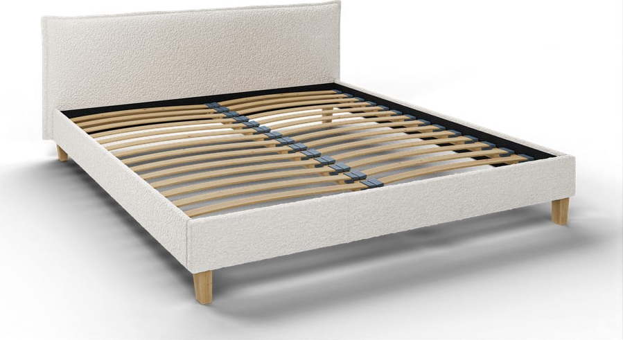 Krémová čalouněná dvoulůžková postel s roštem 180x200 cm Tina – Ropez Ropez