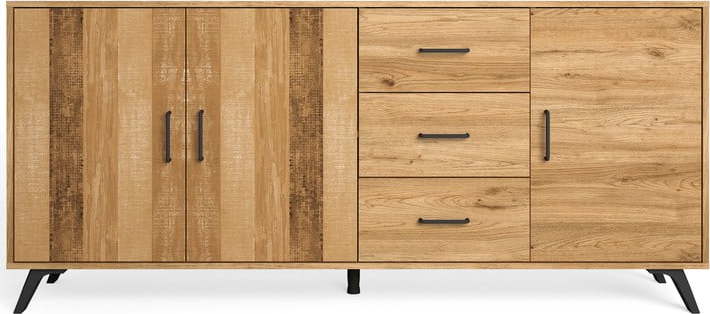 Nízká komoda v dekoru dubu v přírodní barvě 181x81 cm Nordic – Marckeric Marckeric