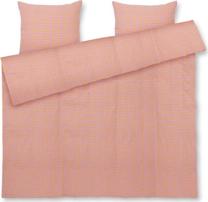 Prodloužené krepové povlečení na dvoulůžko v oranžovo-levandulové barvě 200x220 cm Bæk&Bølge – JUNA Juna