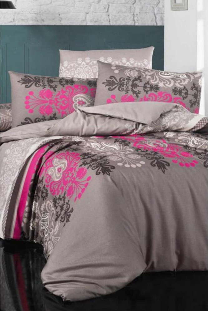 Růžovo-šedé prodloužené povlečení na dvoulůžko s prostěradlem Diana – Mila Home Mila Home