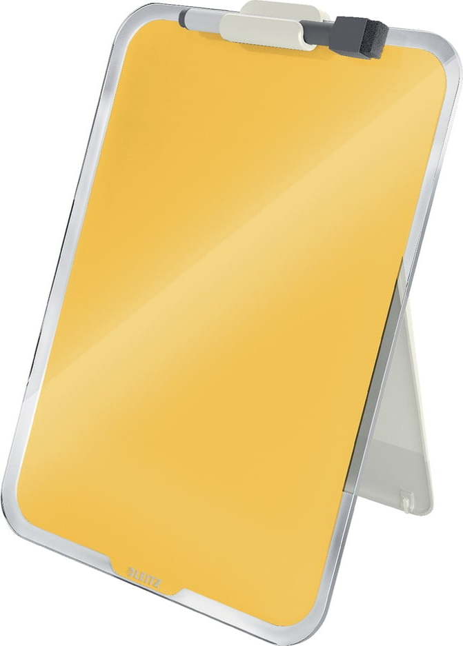 Žlutý skleněný flipchart na stůl Leitz Cosy