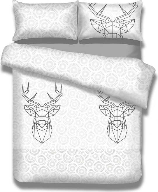 Bílé prodloužené bavlněné povlečení na jednolůžko 155x220 cm My Deer Friend – AmeliaHome AmeliaHome