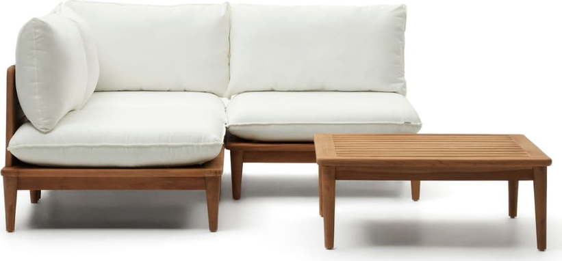 Bílý zahradní lounge set z teakového dřeva pro 2 Portitxol – Kave Home Kave Home
