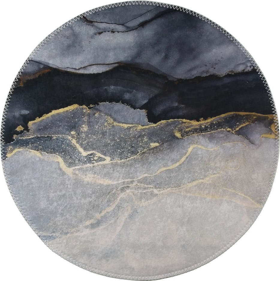 Černo-bílý pratelný kulatý koberec ø 120 cm – Vitaus Vitaus