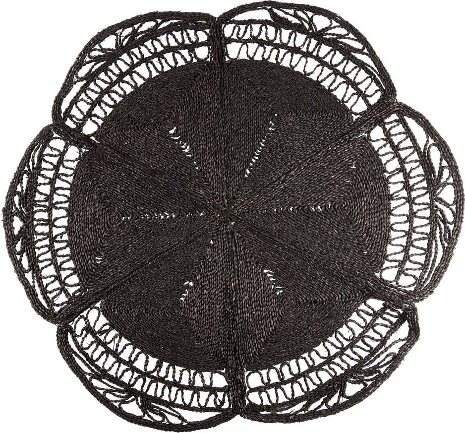 Černý kulatý koberec ø 150 cm Flower – Jardin d'Ulysse Jardin d'Ulysse