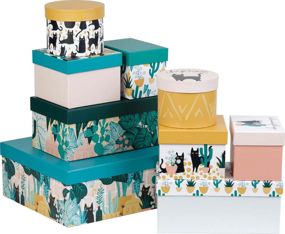 Dekorativní kartonové úložné boxy s víkem v sadě 9 ks Chamouflage – Jardin d'Ulysse Jardin d'Ulysse
