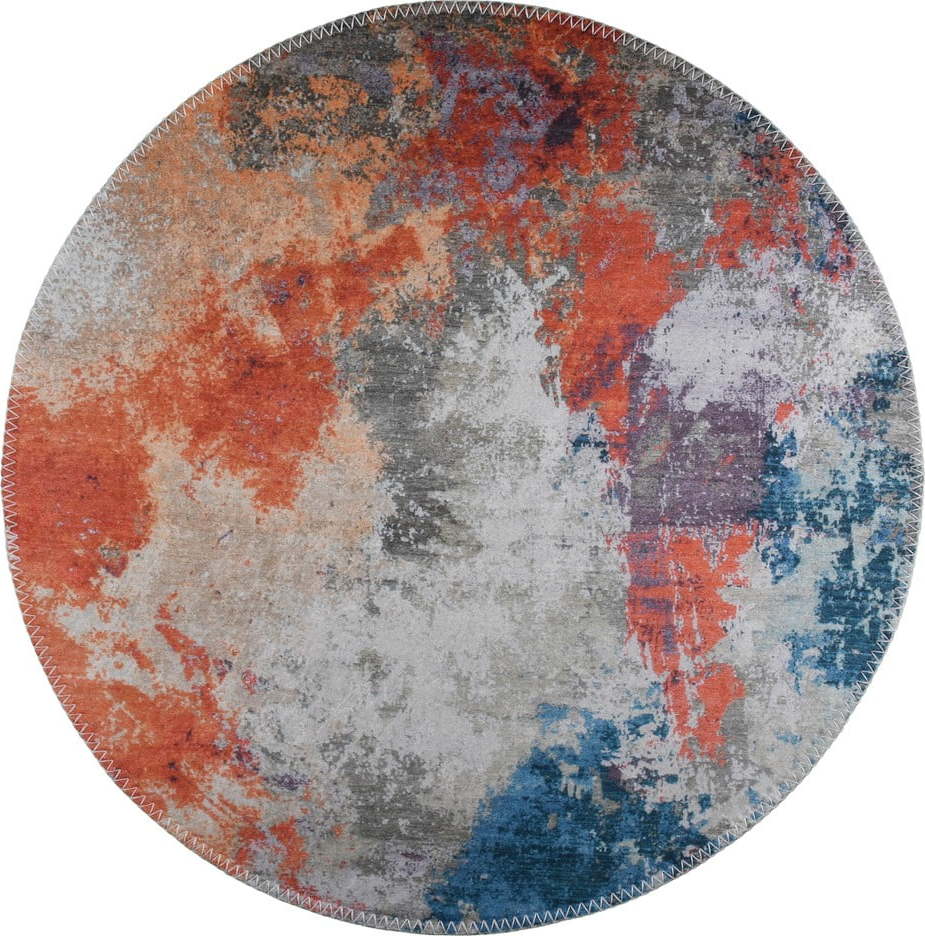 Modro-oranžový pratelný kulatý koberec ø 120 cm – Vitaus Vitaus