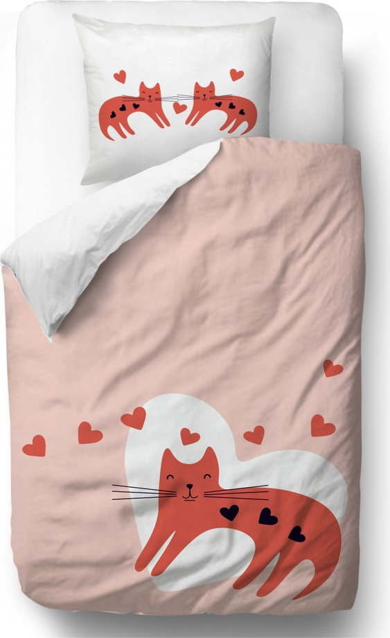 Povlečení z bavlněného saténu Butter Kings Hearty Kittens