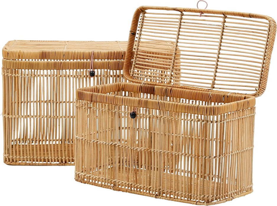 Ratanové úložné boxy s víkem v sadě 2 ks Hirondelle – Jardin d'Ulysse Jardin d'Ulysse