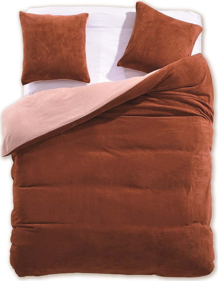 Růžovo-hnědé povlečení na jednolůžko/prodloužené z mikrovlákna 155x220 cm Furry – AmeliaHome AmeliaHome