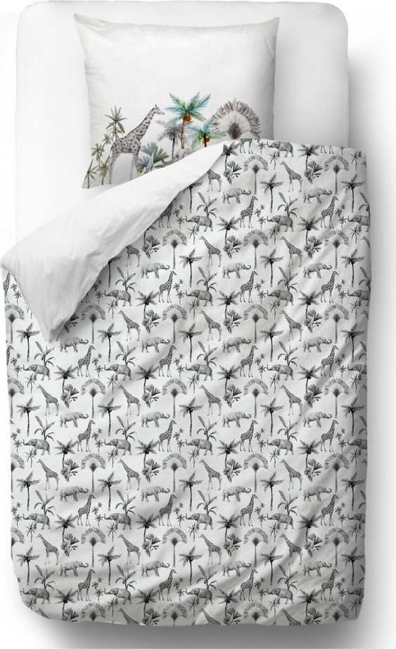 Šedé povlečení z bavlněného saténu Butter Kings Safari Animal
