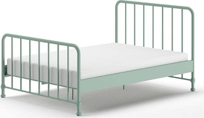 Zelená kovová jednolůžková postel s roštem 140x200 cm BRONXX – Vipack Vipack
