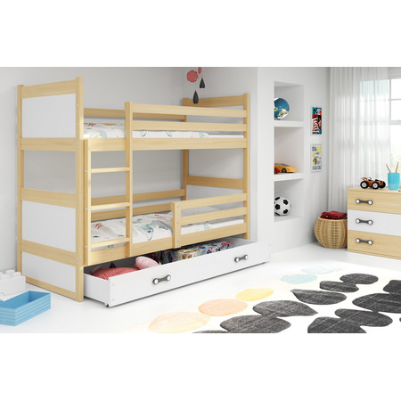 Dětská patrová postel RICO 200x90 cm Bílá v-ruzova-bms BMS